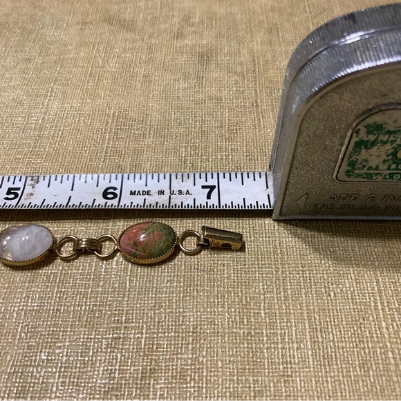 B.A. Ballou Vintage 1950's Vermeil 6 Oval Hardstone Scarab Link Bracelet 7" - Picture 11 of 14